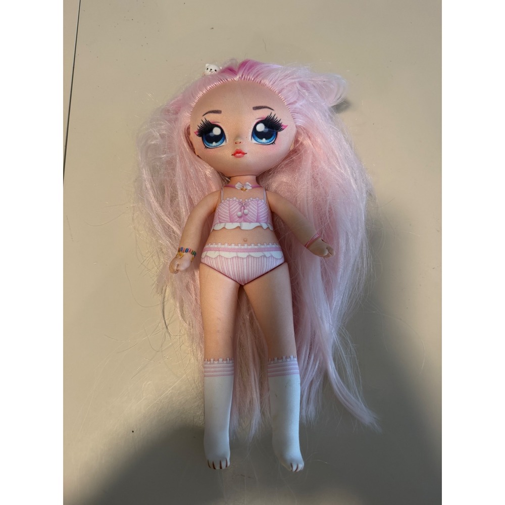 Na Na Na Surprise Soft Fashion Doll Pink Hair White Bear Clip 11 Inch MGA